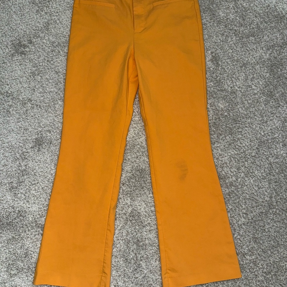 Zara Women's Canary Yellow Flared Leg Pants Trousers Size Small